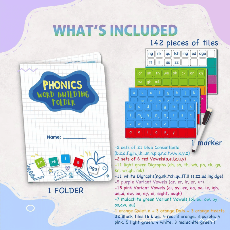 Phonics Magnetic Letter Tiles, ABC Word Building